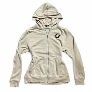 True Religion Cream Hoodie with Logo